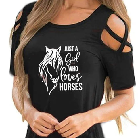 Haut T-Shirt femme - impression cheval Just a girl