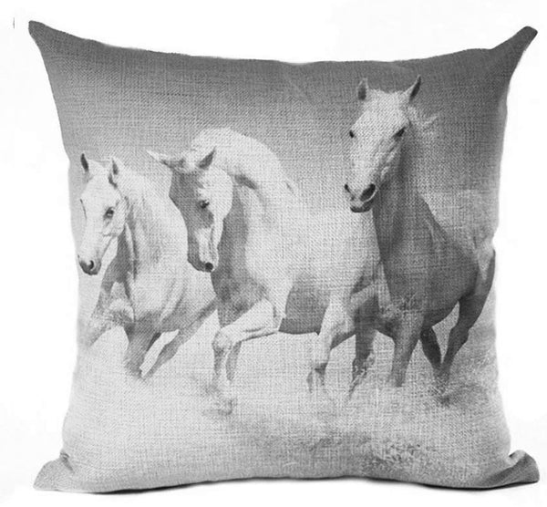 Housse de coussin impression chevaux