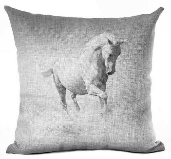 Housse de coussin impression chevaux