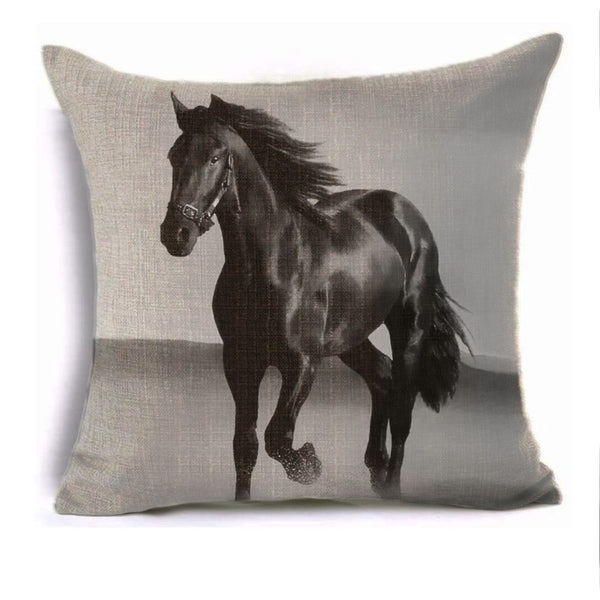 Housse de coussin impression chevaux