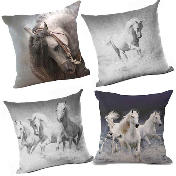 Housse de coussin impression chevaux