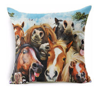 Housse de coussin impression humoristique Chevaux fous