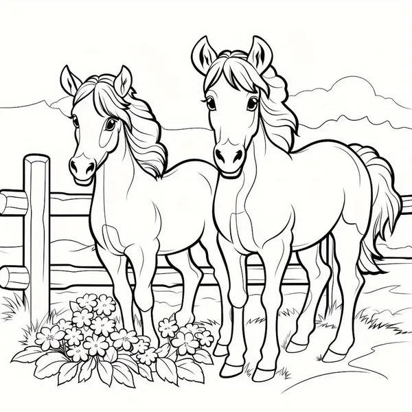 Livre de coloriage Petits chevaux