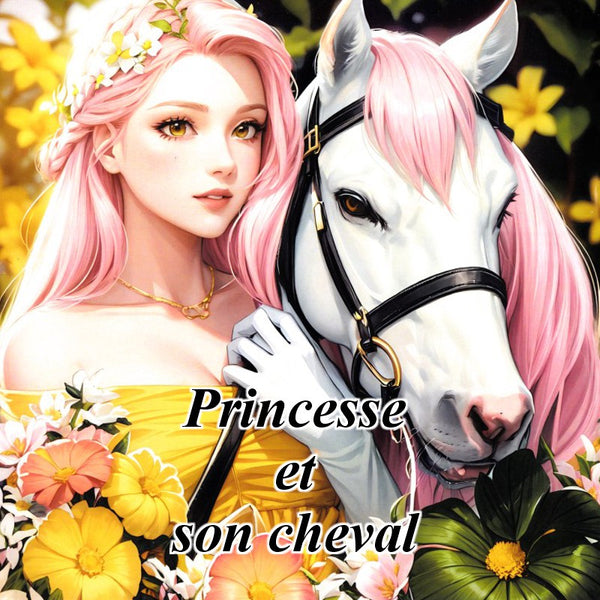 Livre de coloriage Princesse et son cheval