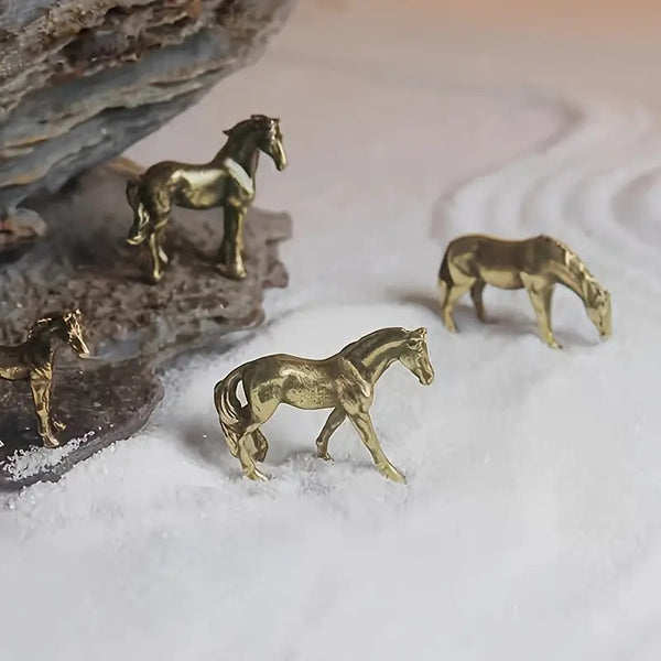 Mini chevaux lilliputiens laiton