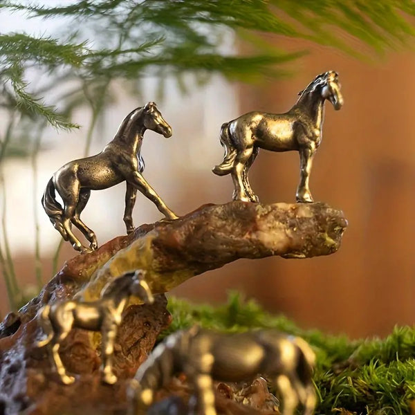 Mini chevaux lilliputiens laiton