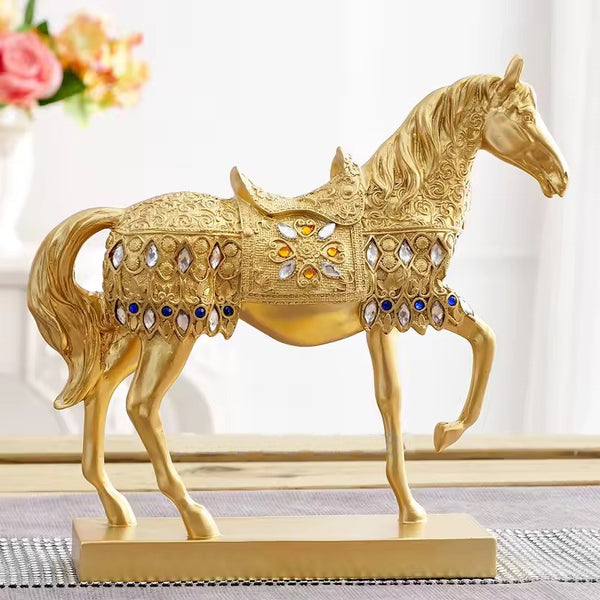 Objet bibelot Déco Cheval en résine dorée