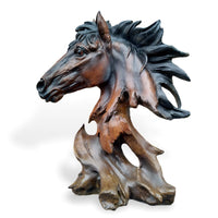 Objet déco Oeuvre d'art Tête de cheval résine effet bois