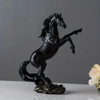 Objet déco Statuette Cheval debout en résine effet pierre noire ou métal bronze