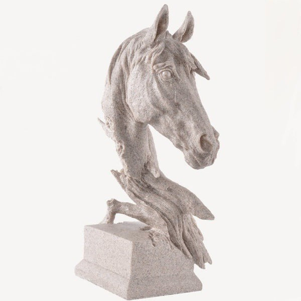 Œuvre d'art Tête de cheval Sculpture en résine effet pierre