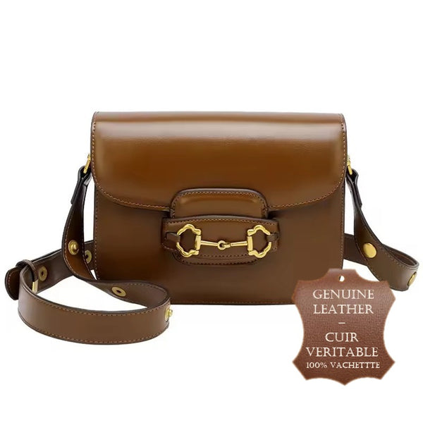 Sac Sacoche bandoulière à rabat Boucle mors de cheval - Cuir véritable