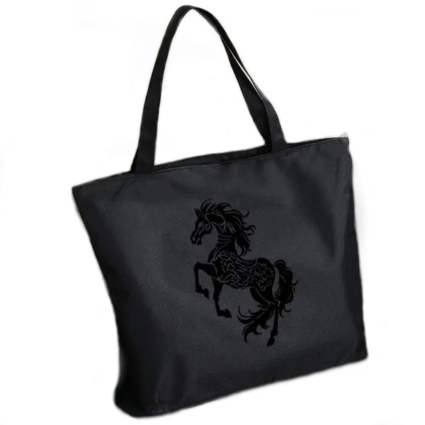 Sac à main toile de nylon imprimé cheval