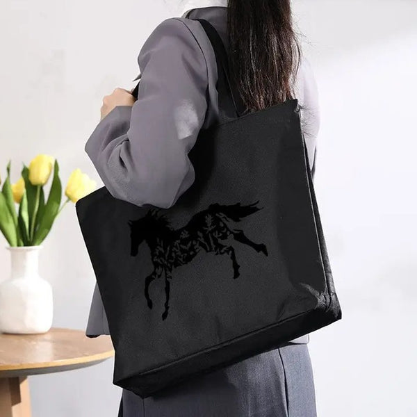 Sac à main toile de nylon imprimé cheval