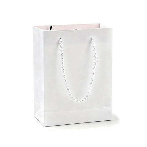 Sac pochette cadeau cartonnée blanche - Rectangle 16 x 12 cm