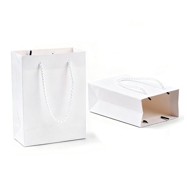 Sac pochette cadeau cartonnée blanche - Rectangle 16 x 12 cm