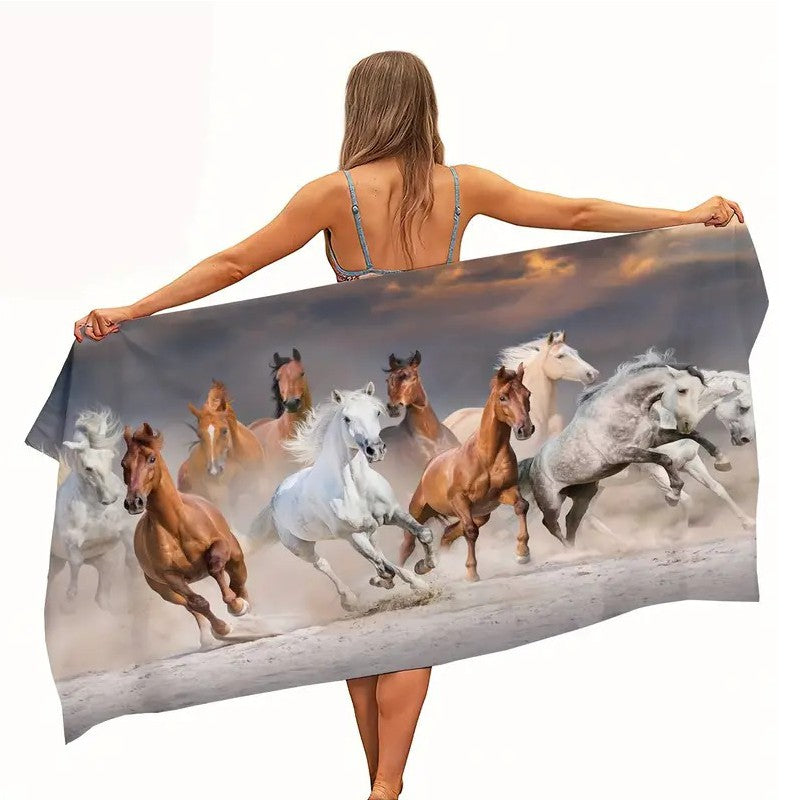 Hermès SERVIETTE DE PLAGE HERMES CHEVAL DRAP De Bain Coton Multicolore Beach Towel 2278392 Hermès SERVIETTE DE PLAGE HERMES CHEVAL DRAP De Bain Coton Multicolore Beach Towel 2278392