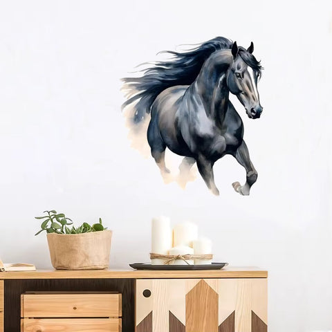 Sticker mural en couleur - Cheval noir 35 x 38 cm