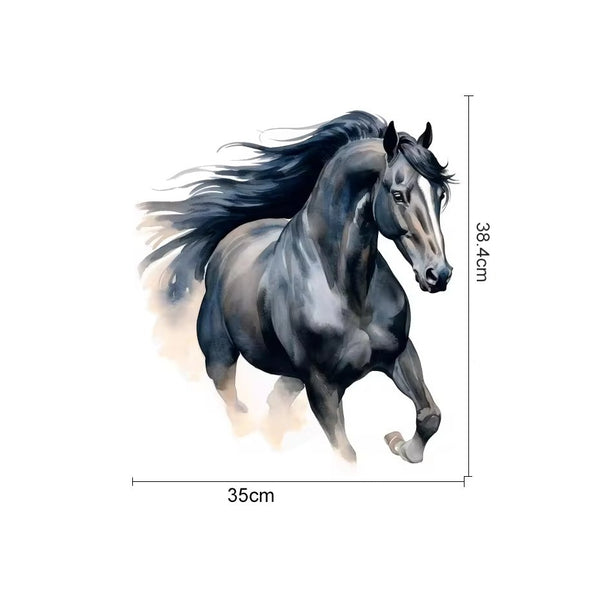Sticker mural en couleur - Cheval noir 35 x 38 cm
