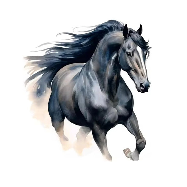 Sticker mural en couleur - Cheval noir 35 x 38 cm