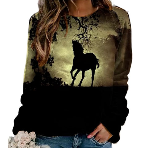 Sweat-shirt - impression sublimation Cheval silhouette noire