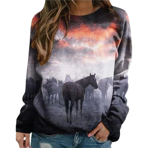 Sweat-shirt - impression sublimation Chevaux sauvages