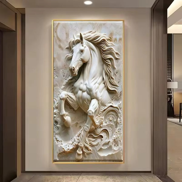 Tableau impression sur toile - Cheval effet de pierre sculptée