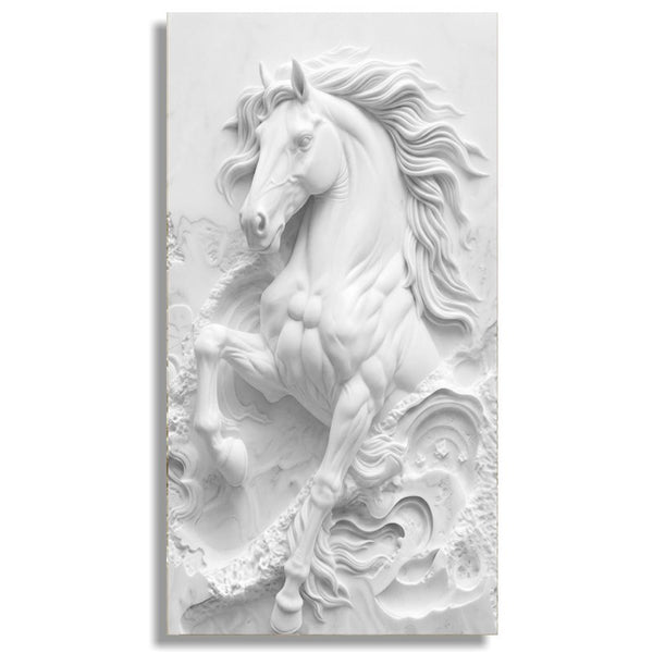 Tableau impression sur toile - Cheval effet de pierre sculptée