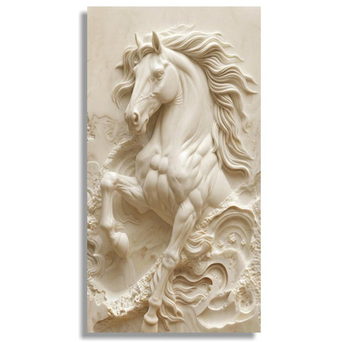 Tableau impression sur toile - Cheval effet de pierre sculptée