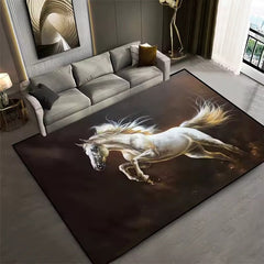 Tapis imprimé Cheval blanc sur fond noir