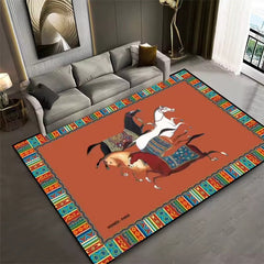Tapis imprimé Chevaux d'art Persan inspiration Hermès (2)