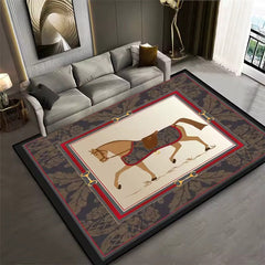 Tapis imprimé Chevaux d'art Persan inspiration Hermès (3)