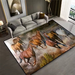 Tapis imprimé de chevaux au galop