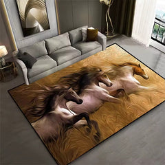 Tapis imprimé de chevaux blancs