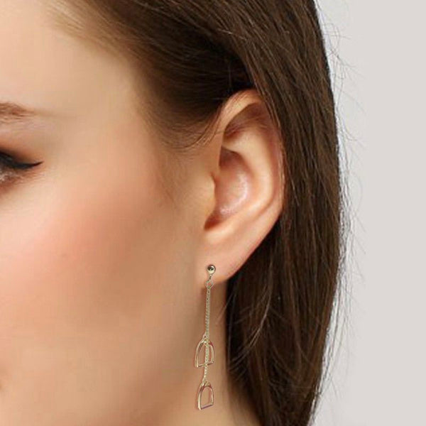 Boucles d'oreilles Pendentifs aux double Fer à Cheval - argent massif ou plaqué or