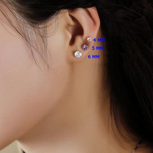 Boucles d'oreilles - Solitaire - argent massif et zircon