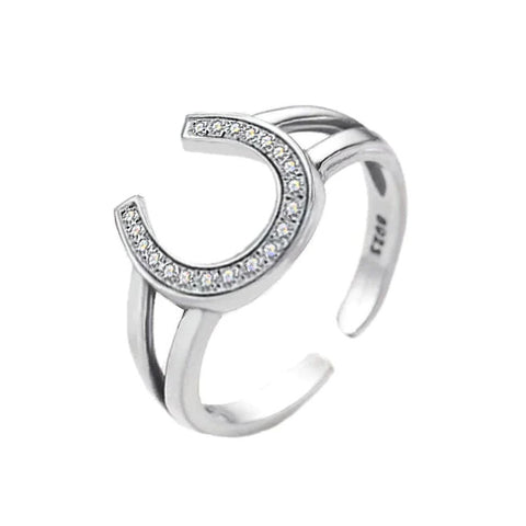 Bague Fer à cheval Argent massif et zircon
