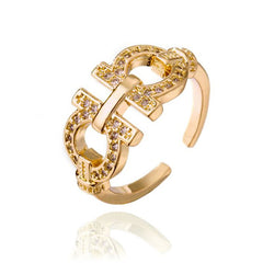 Bague Mors de cheval Plaqué Or Orné de zircons