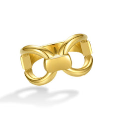 Bague mors de cheval acier inoxydable plaqué or