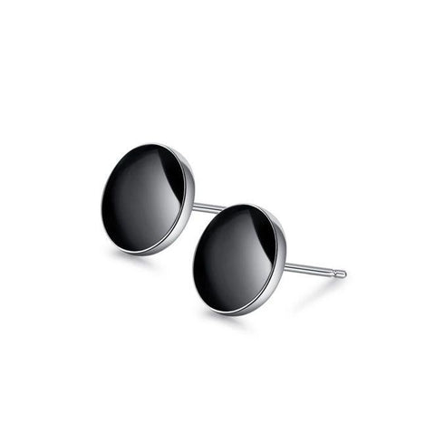 Boucles d'oreilles Mode - Pastille Onyx & argent