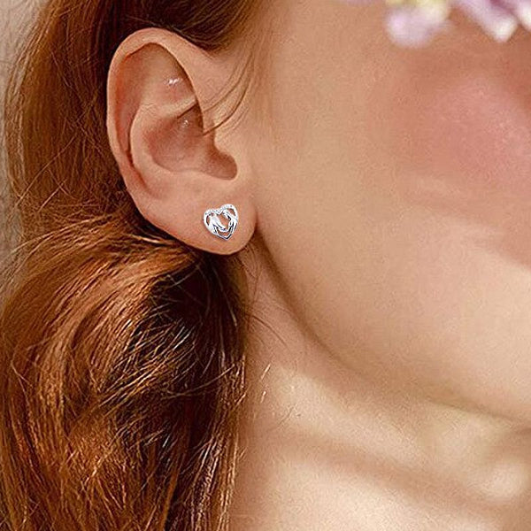 Boucles d'oreilles - Coeur Cheval fille - argent massif et zircon