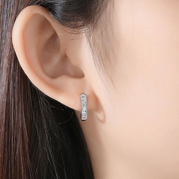 Boucles d'oreilles - U - argent massif et zircon