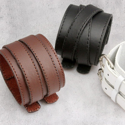Bracelet cuir double-boucles ceinture