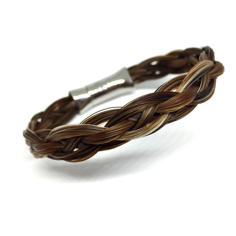 Bracelet crins de cheval Tresse mèches fermoir magnétique (réf 2)