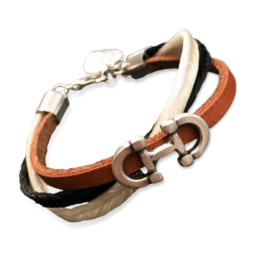 Bracelet crins de cheval sur cuir fermoir magnétique – Chevaux Passion