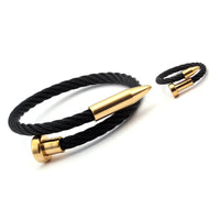 Bracelet et bague mode femme Clou en cables d'acier noir et or
