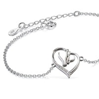 Bracelet pendentif - Coeur Chevaux - argent massif et zircon