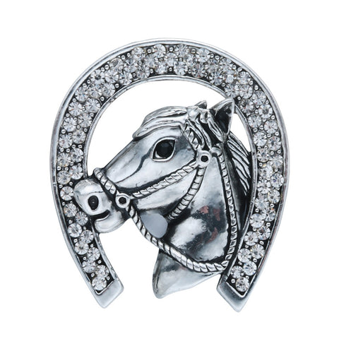 Broche chardon et fer à cheval argent/ton vintage - France Broche chardon et fer à cheval argent/ton vintage - France