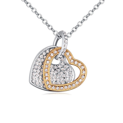 Collier pendentif - L'alliance de deux Coeurs plaqués aux deux Ors