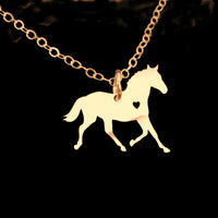 Collier pendentif - Cheval & Coeur plaqué argent ou or
