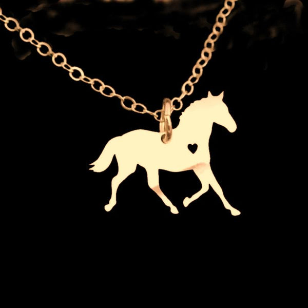 Collier pendentif - Cheval & Coeur plaqué argent ou or